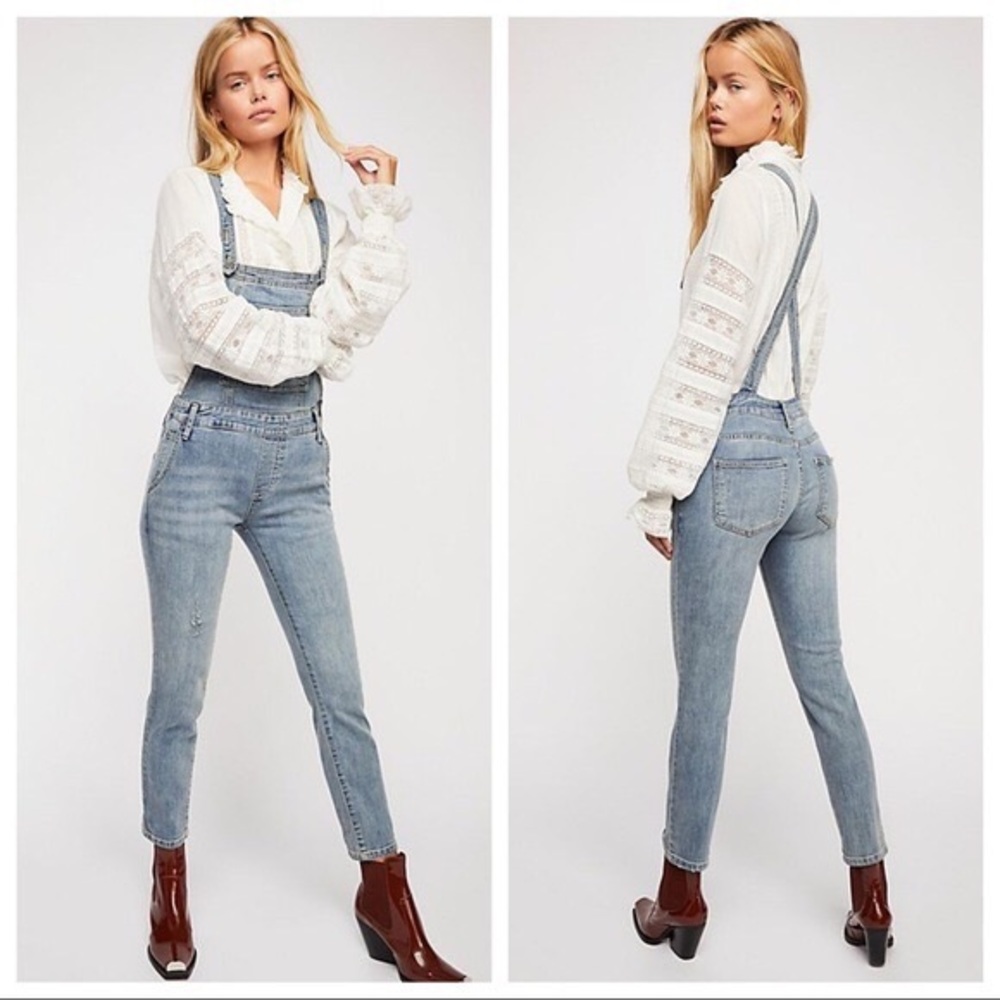 [SOLD] Free People washed denim overall light stone 25